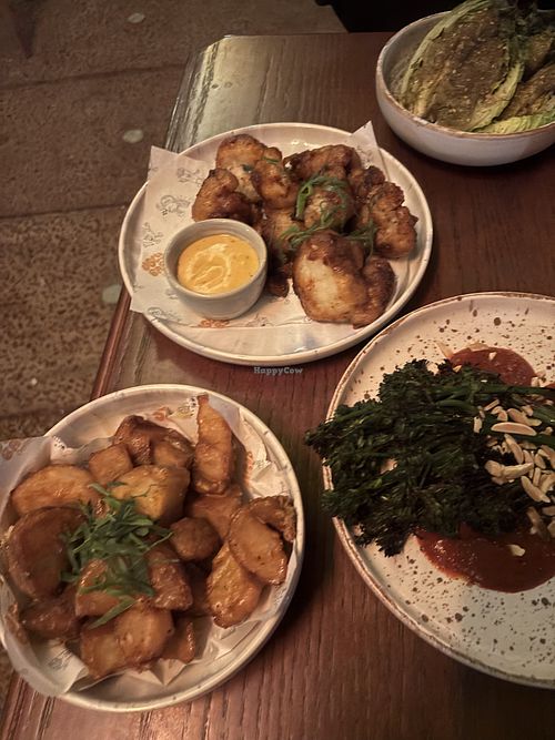 Vegan options - potatoes, broccolini, cauliflower, baby gems lettucee  at Ugly Baby in Perth