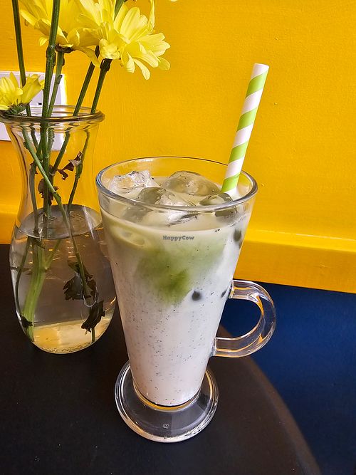 Iced Blueberry Matcha Latte at Feed Your Head  in Ventnor