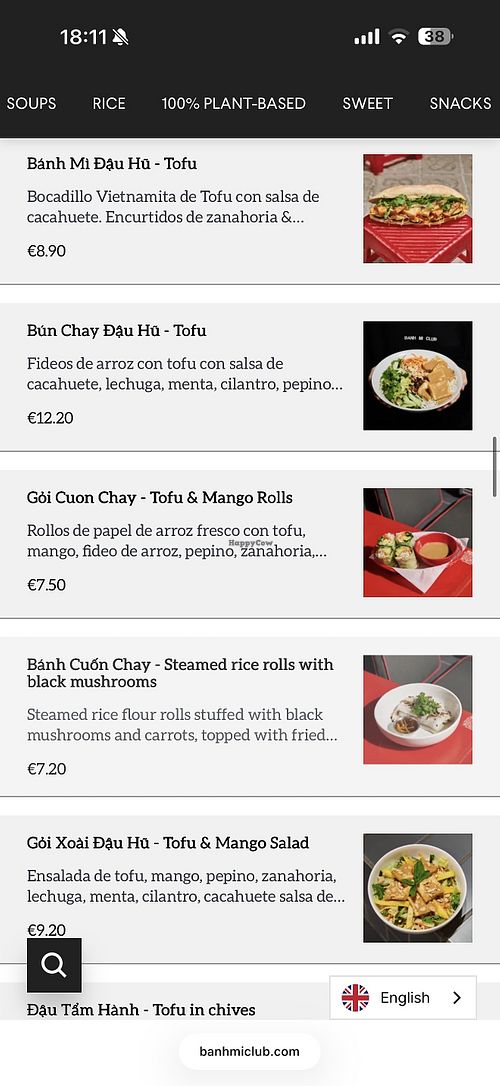 Some of the plant based menu   at Banh Mi Club  in Barcelona