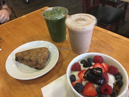 Granola bowl, vegan scone and smoothies  at The Post in Nashville