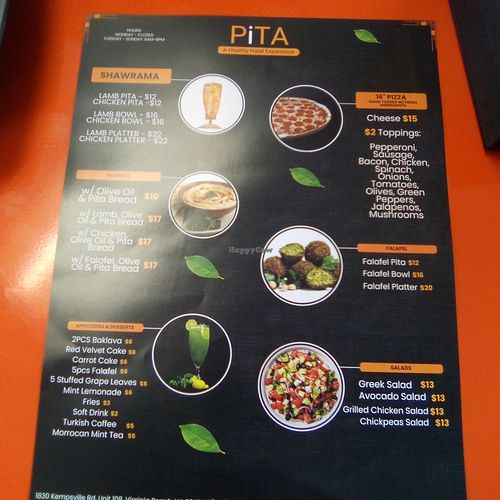 Menu page 1 at Pita Restaurant  in 