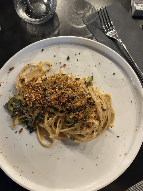 Linguine con zucchine e pan grattato   at Rosmarina in Castellammare Del Golfo