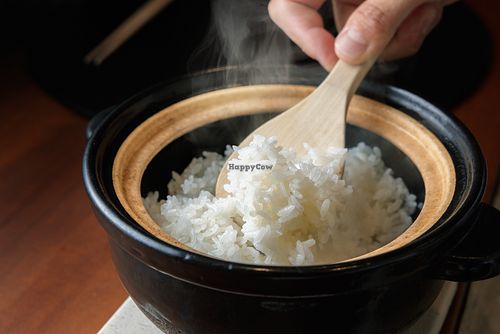 Rice
Freshly cooked rice served from a traditional clay pot at Uno Retreat Kyoto Gluten Free & Vegan Hotel in Kyoto