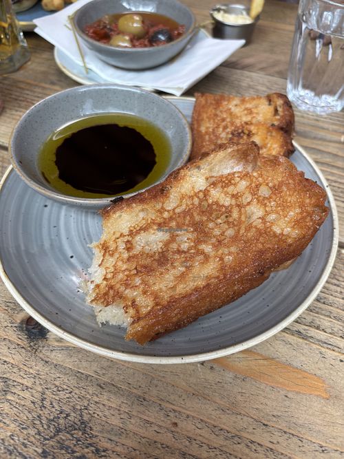 Fried focaccia with olive oil + balsamic  at The Lockheart Tavern in Haywards Heath