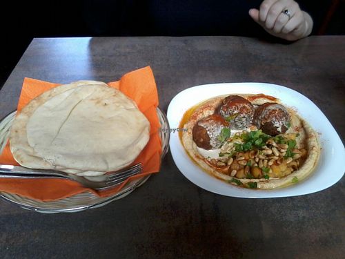 Classic Hummus Bowl with Falafel and Pitta Bread at Humpit in Leeds