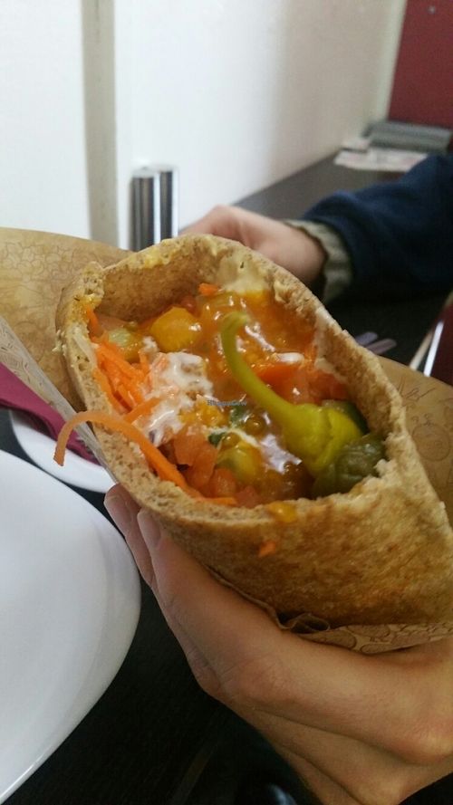 Half and half - hummus and falafel  at Humpit in Leeds