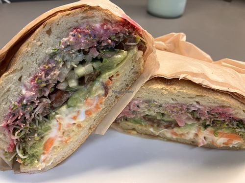 Happy Hippie sandwich  at Mendocino Farms in Seattle