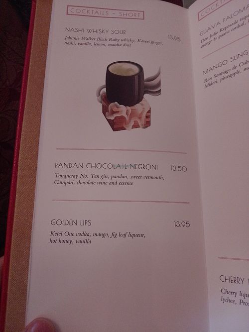 Drink menu at The Ivy Asia St Paul's in London