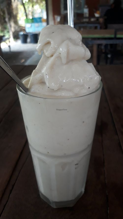Banana peanut butter shake at Pun Pun Market in Chiang Mai