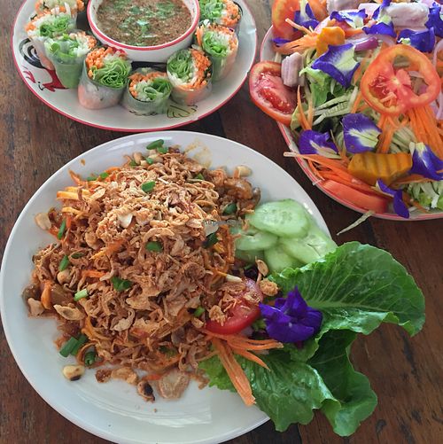 epic banana flower salad, great flavor at Pun Pun Market in Chiang Mai