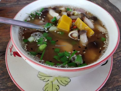 Mushroom soup at Pun Pun Market in Chiang Mai