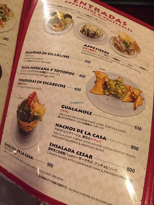 Menu at Vagabundo Mexican Bar in Ishigaki