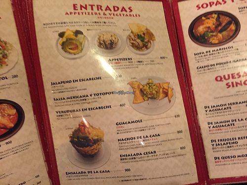 Menu at Vagabundo Mexican Bar in Ishigaki