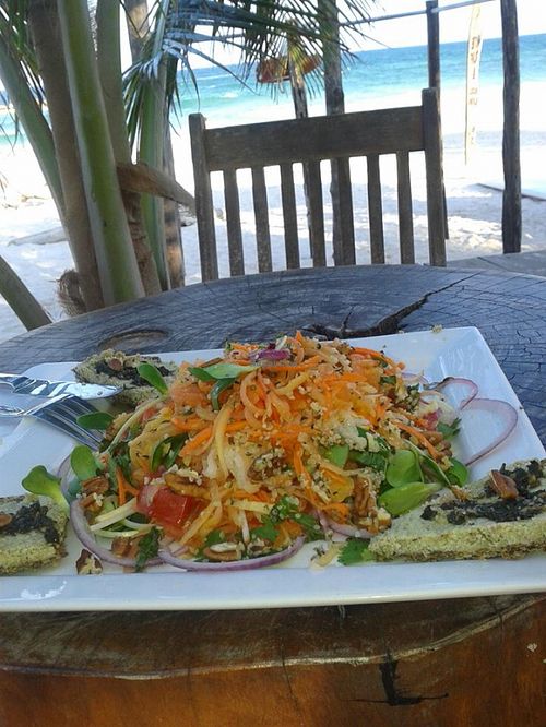 Green papaya salad at Raw Love - Ahau Tulum Beach in Tulum