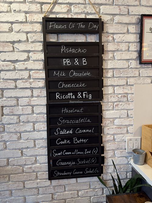 Rotating flavors including vegan options (at bottom)  at 1022 Cafe & Gelateria in Oceanside