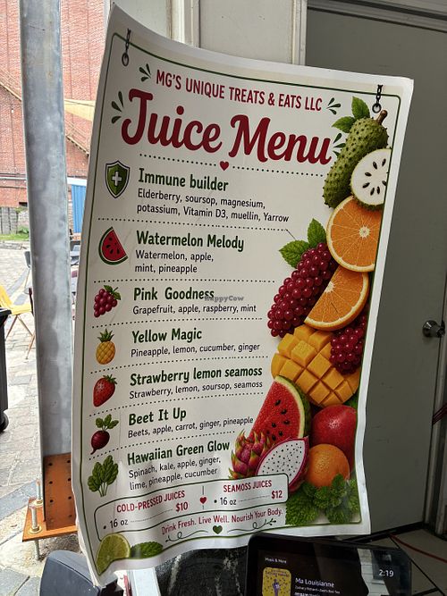 Menu   at MG's Unique Treats & Eats LLC in Mobile
