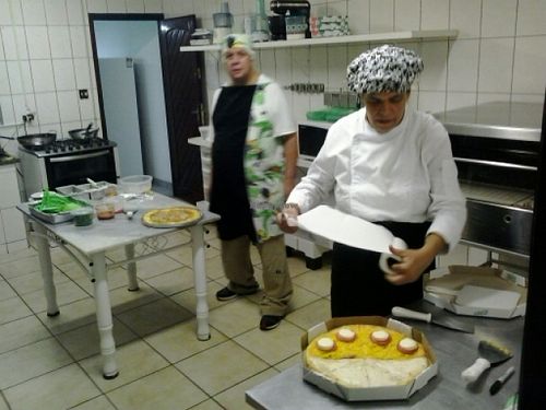 Preparing pizza at Asseama - Tucuruvi in Sao Paulo