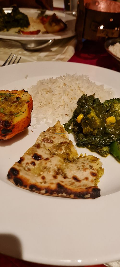 All the elements on the plate at Khana Khazana in Kigali