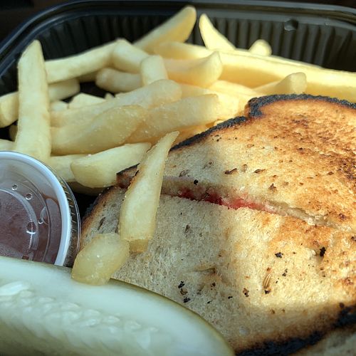 Reuben with fries!! at The Dancing Dog in Urbana