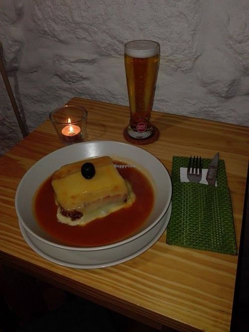Vegan or vegetarian Francesinha, the typical sandwich with sauce from Porto! Only on wednesdays! at Pop 101 in Porto
