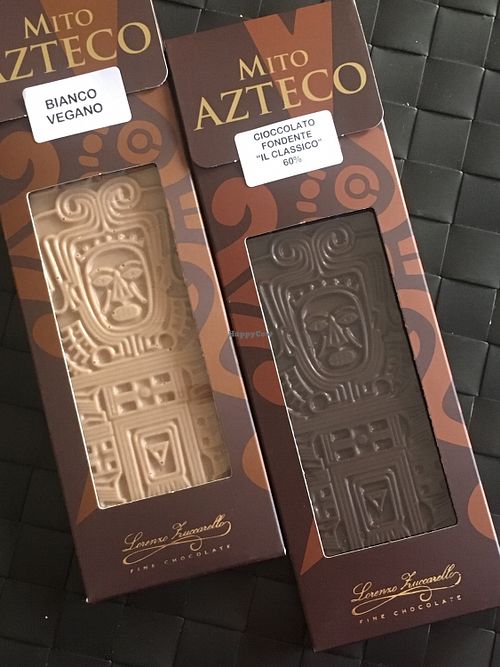 Dark chocolate and almond white chocolate (all vegan) at Lorenzo Zuccarello Fine Chocolate in Collegno