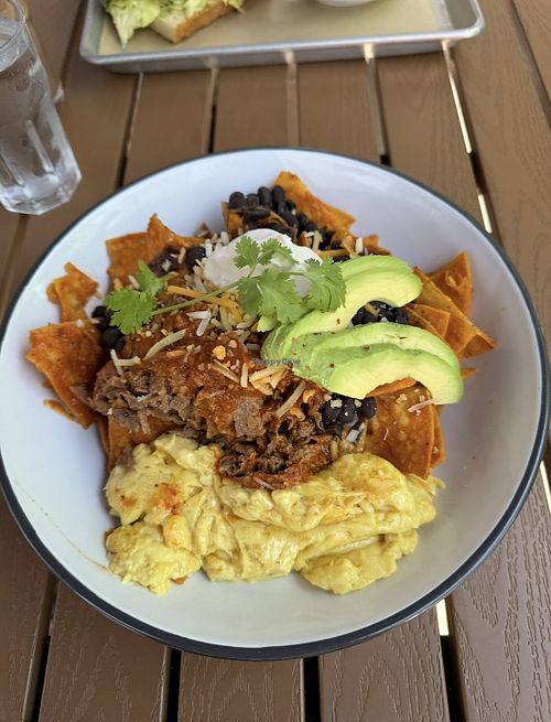 Vegan “short rib” chilaquiless  at Sprout Cafe in Palo Alto