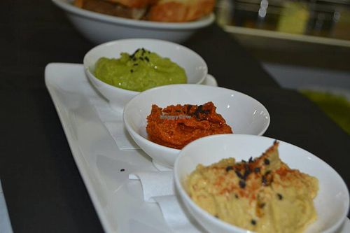Different types of Hummus at Cor Verd in Igualada