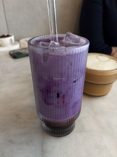 Ube latte  at Beans & Grapes in Bonn
