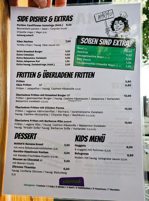Menu page at MARIA at MARIA in Berlin