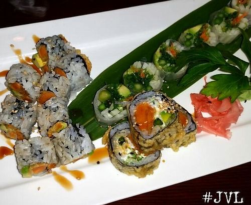 Sweet Potato Tofutti roll, Icy Veggie Roll and Tempura roll, all vegan, from Sushiko at Sushiko in Jacksonville