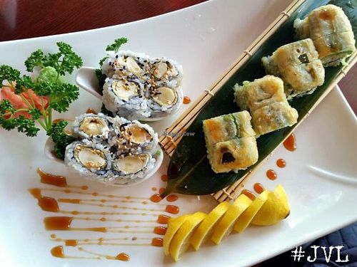 Garlic Roll and Wasabi Peas roll from Sushiko, both vegan at Sushiko in Jacksonville