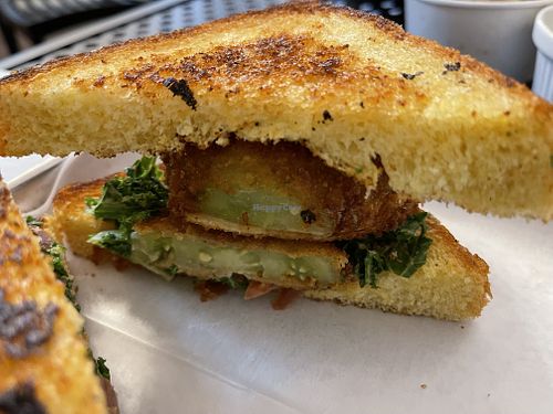 Fried Green Tomato sandwich   at Dharma Southern Chick'n in Orlando