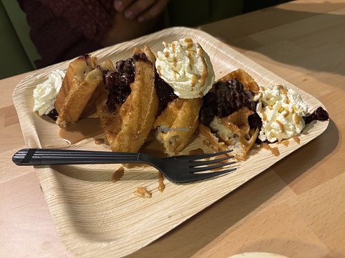 Vegan waffles   at Green Cup Cafe in Fort Myers