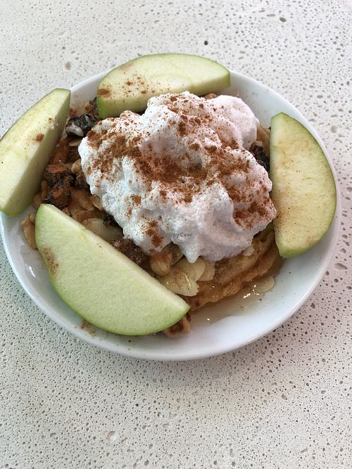 Orchard waffle with coconut whip cream!  at Green Cup Cafe in Fort Myers