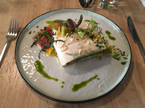 vegan lasagne at Reliva in Bruges