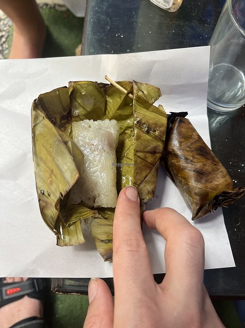 Sticky rice with taro filling   at Sticky Rice Stand in Bangkok