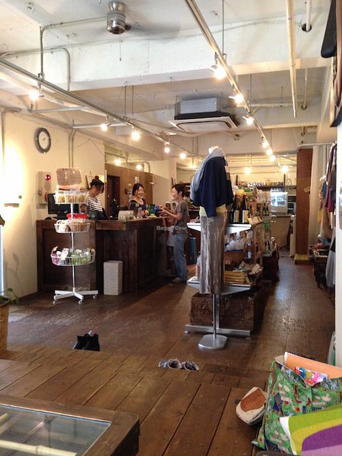 Big open space with a small vegan shop.  at Smoothie etc. in Kyoto