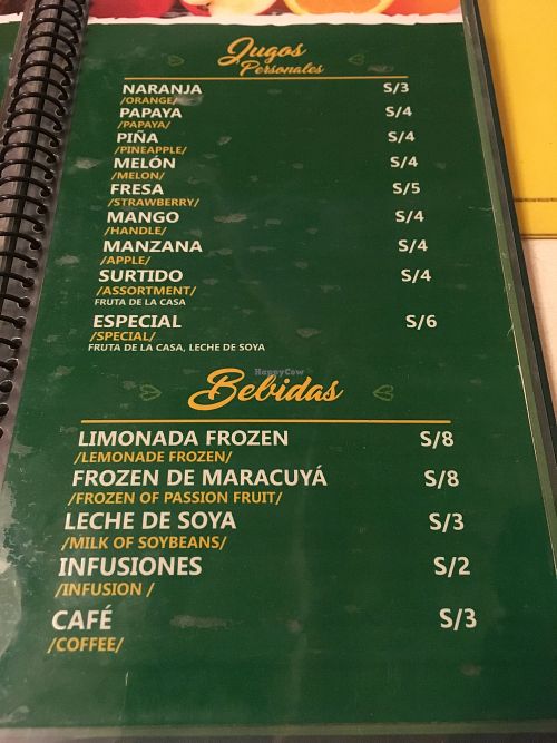 menu5 at Loving Hut in Chiclayo