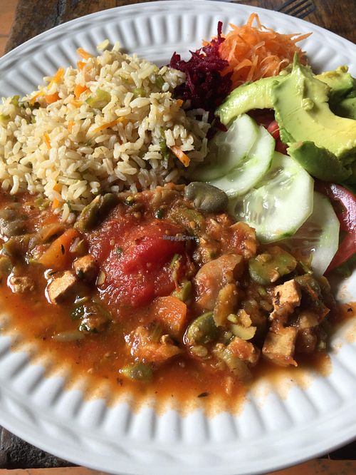 Lima Bean Stew was plate of the day. Delicious! at La Paz in San Marcos La Laguna