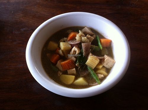 Yellow curry soup with tofu (23,000 kip) at Lai's Place in Luang Namtha