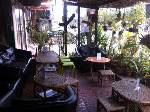 Outdoor seating at Bamboo Lounge - Forest Retreat in Luang Namtha