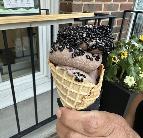 My mom got vegan chocolate soft serve and the chocolate sprinkles were the best ever!   Made with fair trade cacao.. nothing artificial about it!  at Chill Ice Cream Shop in Rochester