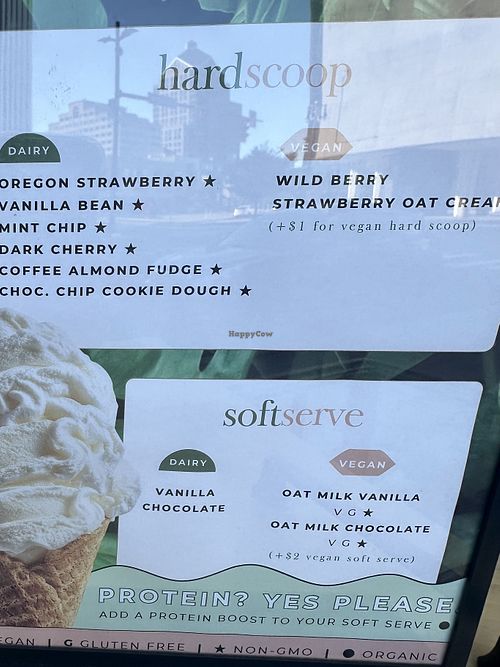 Well labeled vegan flavors  at Chill Ice Cream Shop in Rochester