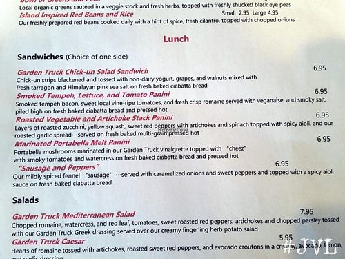 Menu at Garden Truck in Jacksonville