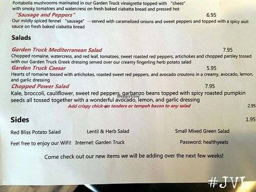 Menu at Garden Truck in Jacksonville