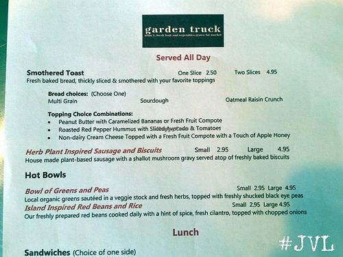 Menu at Garden Truck in Jacksonville