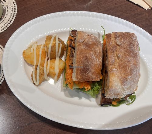 Vegan mushroom sourdough with potatoes and vegan mayo  at FETU - 페투 in Incheon