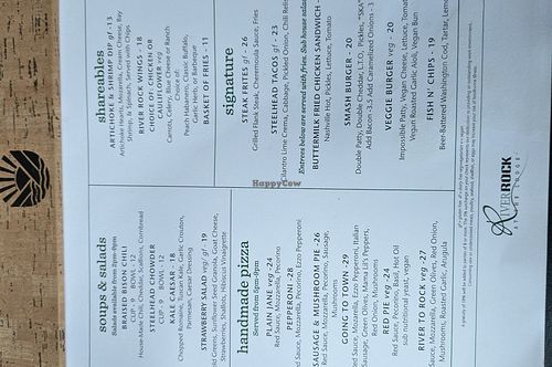 Vegan options identified with a (v*) at Skamania Lodge in Stevenson