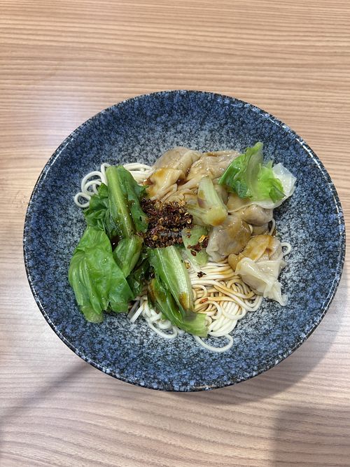 wonton with noodles  at Veggie Fate in Taipei City