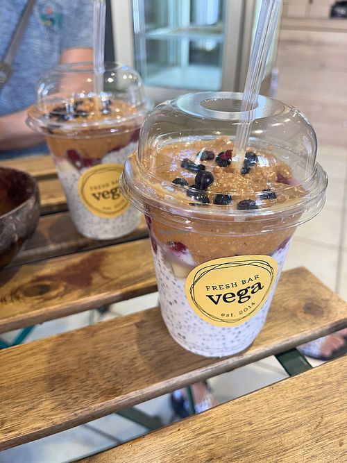 Peanut butter chia pudding   at Vega in Skopje